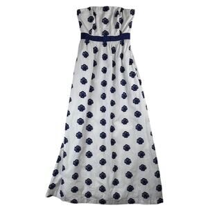 Vineyard Vines Women's Maxi/Strapless/White/Blue Flower/Dress